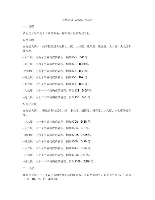 自然大调乐理知识点总结