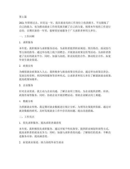 年度个人总结就业局(3篇)