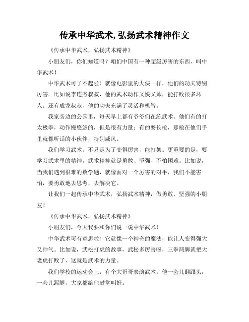 传承中华武术,弘扬武术精神作文
