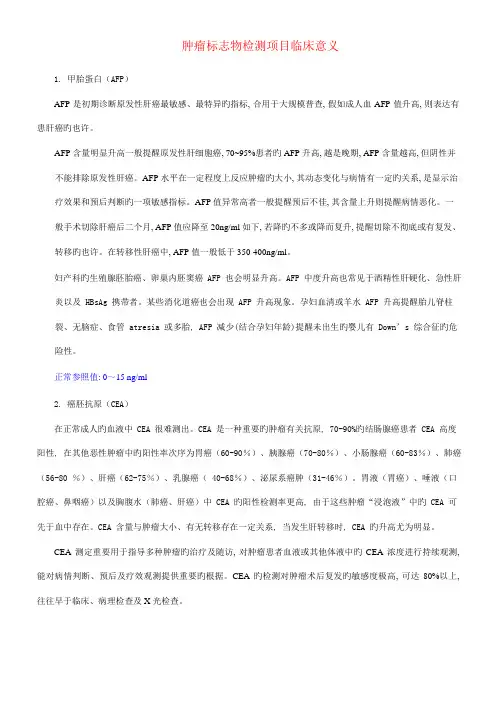肿瘤标志物检测项目临床意义