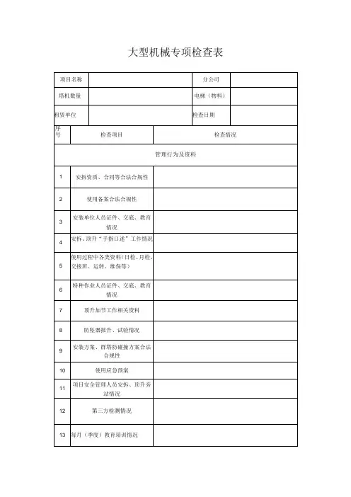 大型机械专项检查表