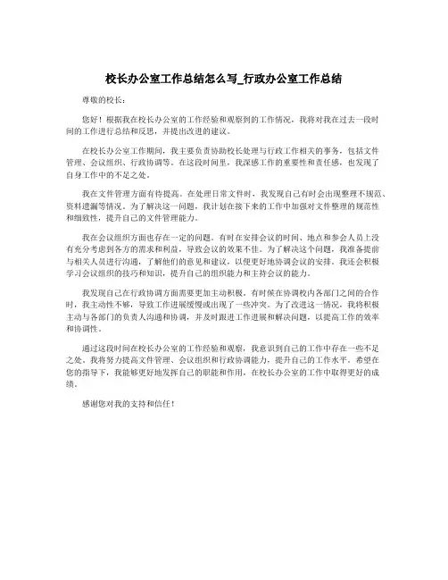 校长办公室工作总结怎么写_行政办公室工作总结