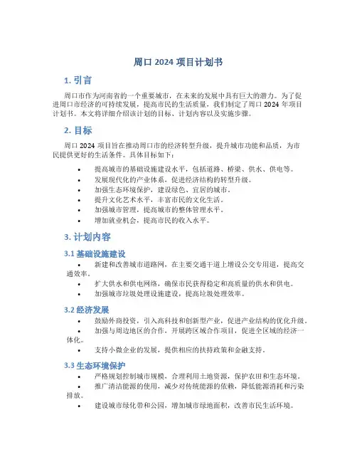 周口2024项目计划书