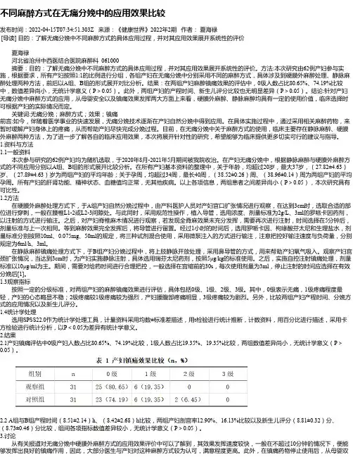 不同麻醉方式在无痛分娩中的应用效果比较