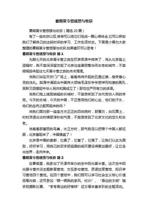 暑期夏令营感想与收获