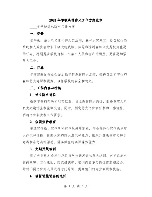 2024年学校森林防火工作方案范本