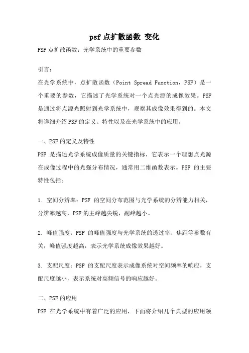 psf点扩散函数 变化