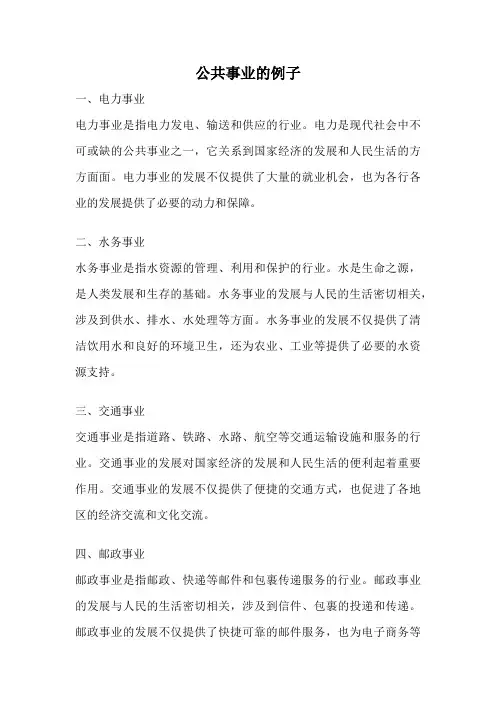 公共事业的例子