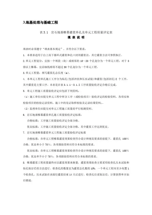 质量评定专用表格灌浆工程(吉林编)