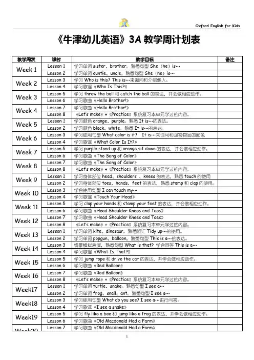 牛津幼儿英语3A教案