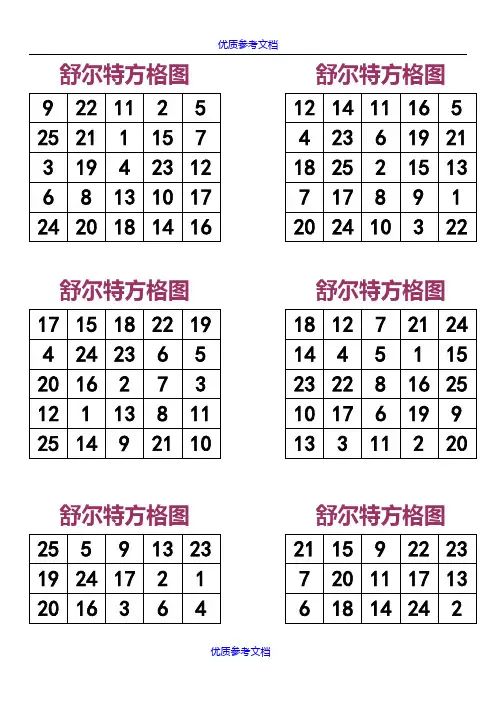【参考借鉴】舒尔特方格A4直接打印版.doc