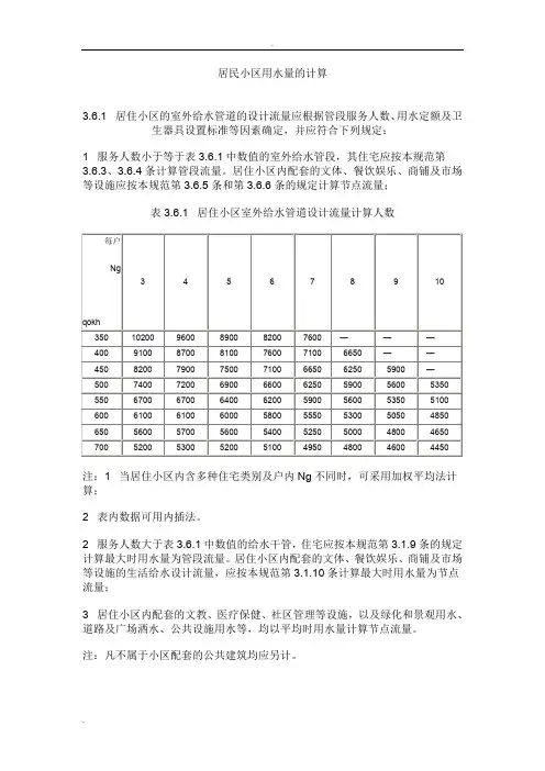 住宅小区用水量计算方法