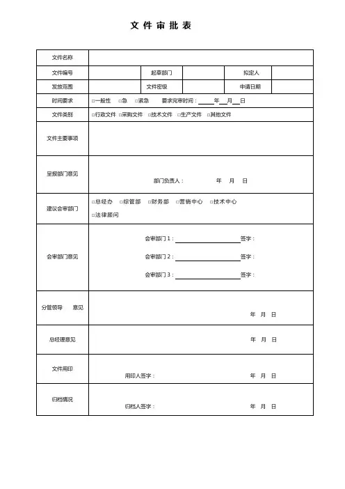 文件审批表word模版
