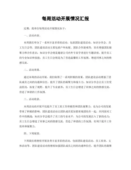 每周活动开展情况汇报