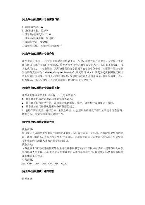 2020年考研专业简介之(专业学位)应用统计[025200]