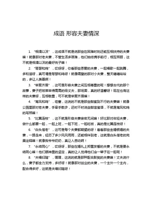 成语 形容夫妻情深