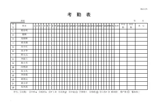 考勤表模板