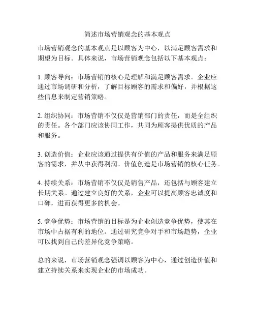 简述市场营销观念的基本观点