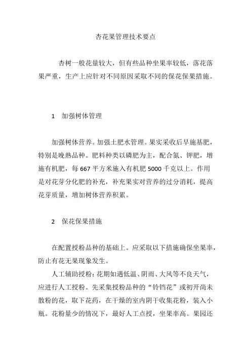 杏花果管理技术要点