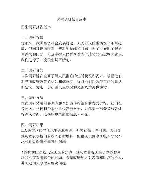 民生调研报告范本