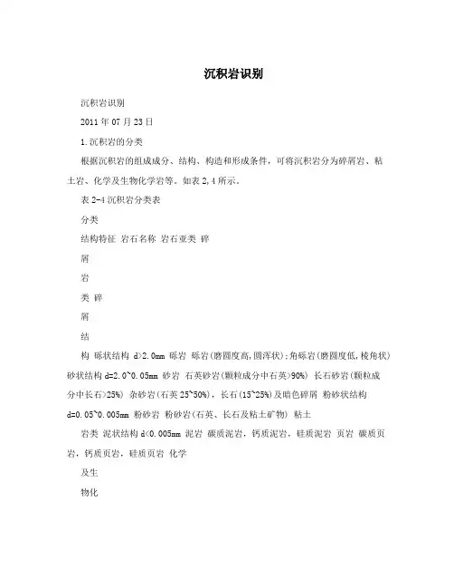 沉积岩识别