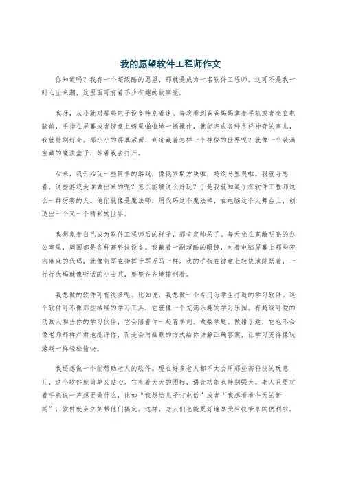 我的愿望软件工程师作文
