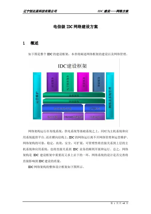 电信级IDC网络建设方案