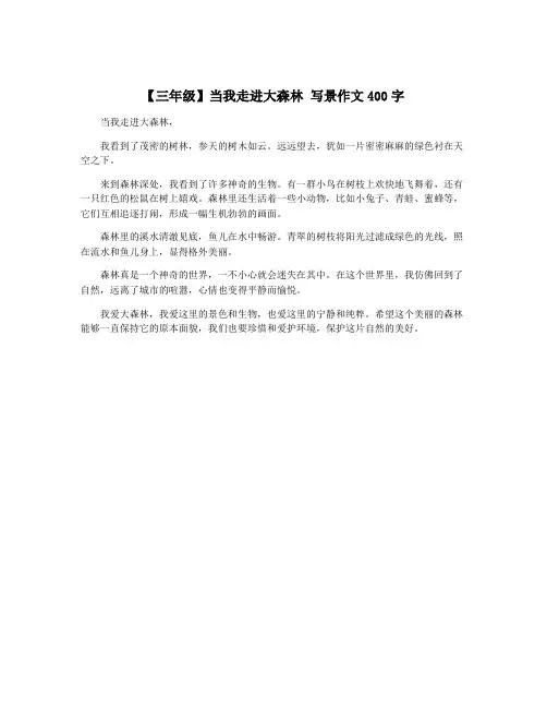 【三年级】当我走进大森林 写景作文400字