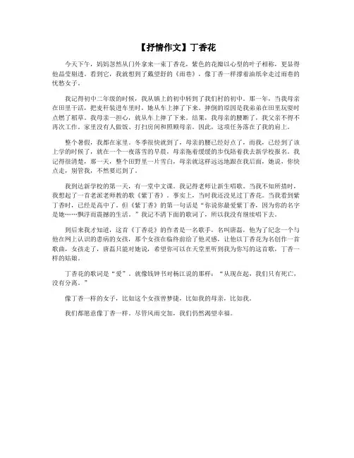【抒情作文】丁香花