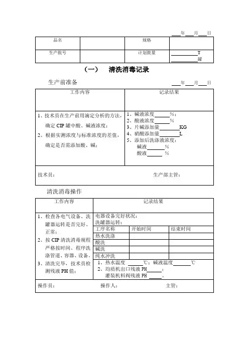 罐装饮料生产记录