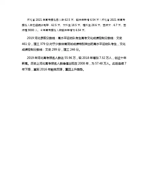 2021河北高考报名人数62.5万