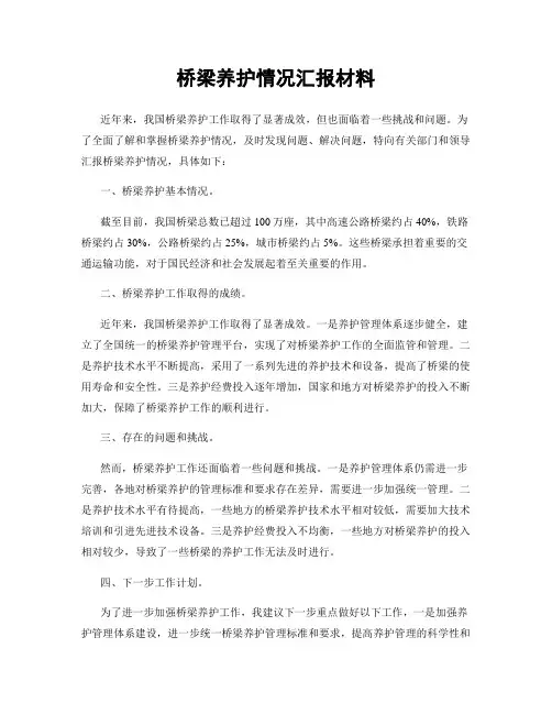 桥梁养护情况汇报材料