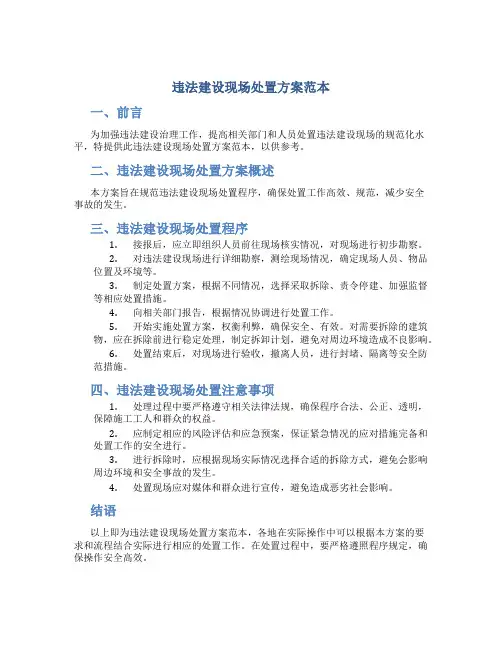 违法建设现场处置方案范本