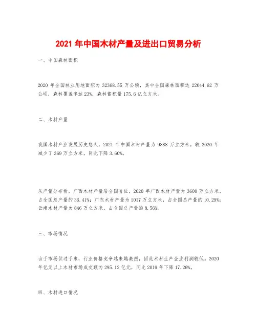 2021年中国木材产量及进出口贸易分析