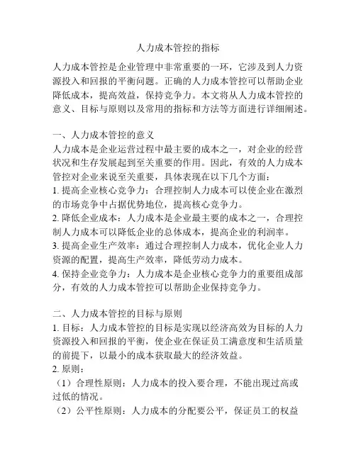 人力成本管控的指标