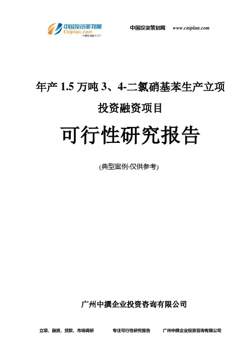 年产1.5万吨3、4-二氯硝基苯生产融资投资立项项目可行性研究报告(非常详细)