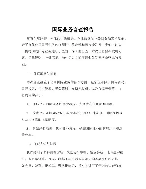 国际业务自查报告