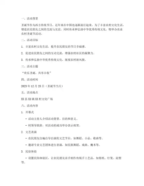 农业农村圣诞节活动方案