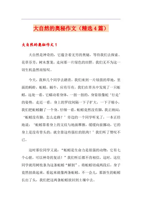 大自然的奥秘作文(精选4篇)