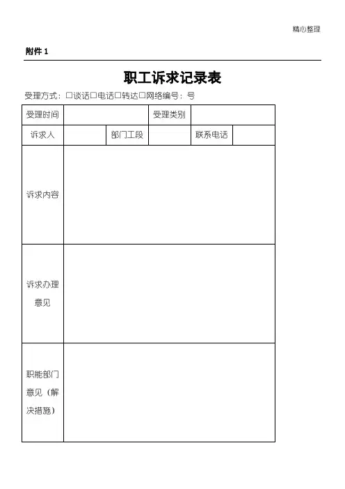 职工诉求业务办理表格模板