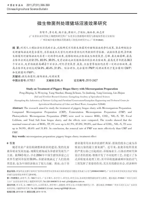 微生物菌剂处理猪场沼液效果研究