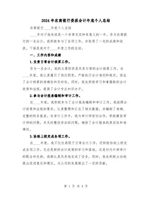 2024年农商银行委派会计年底个人总结(2篇)