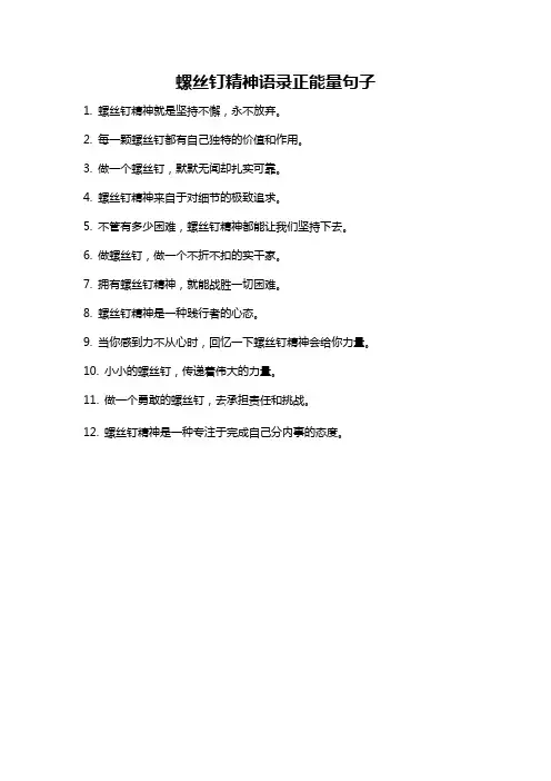 螺丝钉精神语录正能量句子