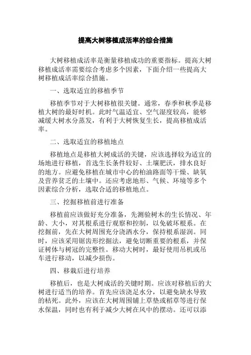 提高大树移植成活率的综合措施