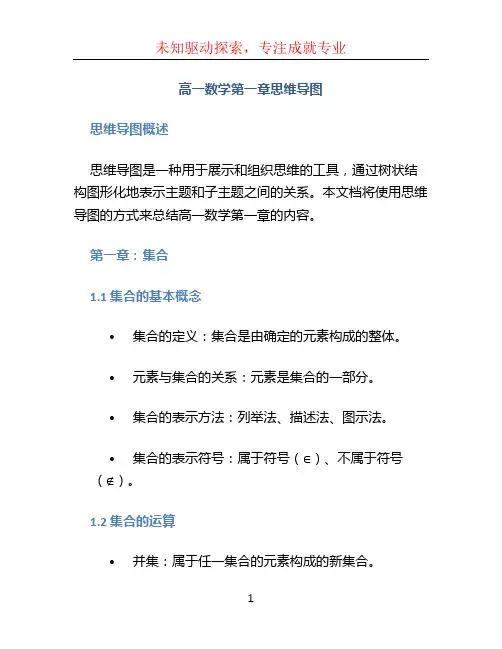 高一数学第一章思维导图