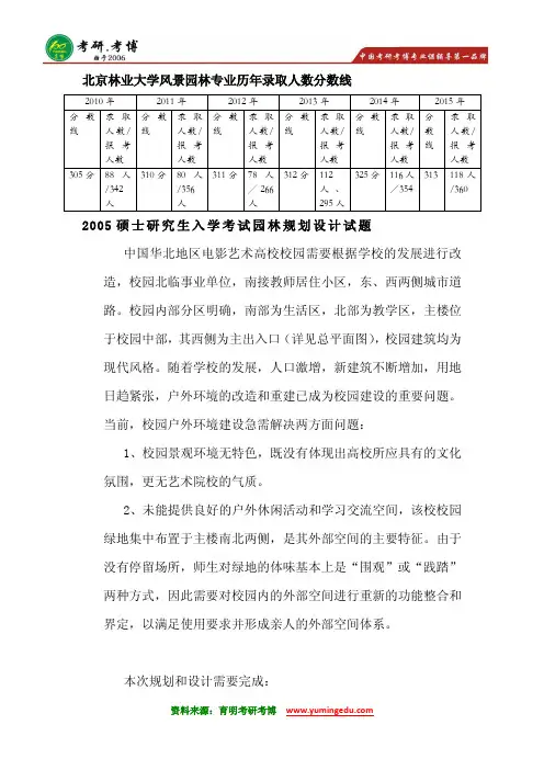 2016年北京林业大学风景园林专业专硕考研分数线历年考研历年真题考研专业课考研资料考研考研读书笔记15