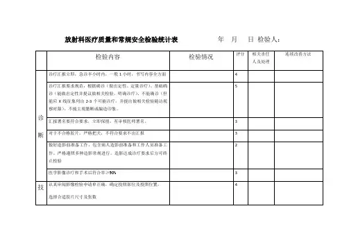 放射科医疗质量与常规安全检查记录表
