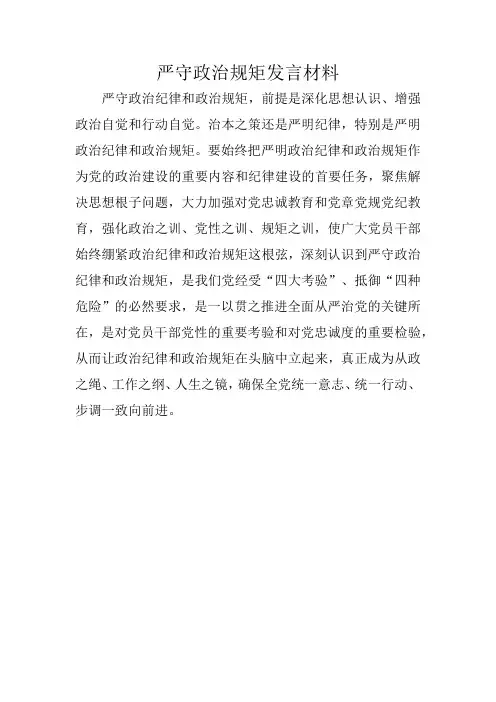 严守政治规矩发言材料