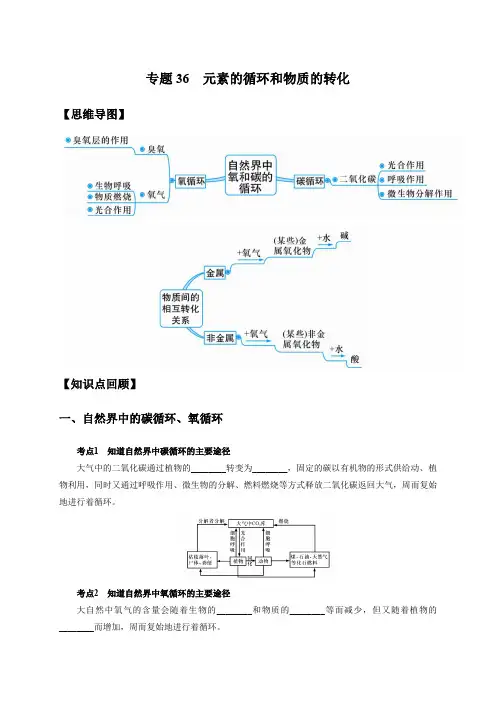 专题36元素的循环和物质的转化(原卷版)