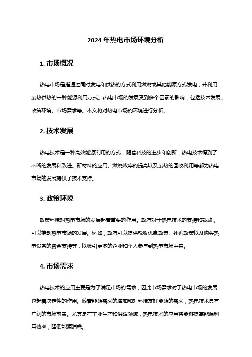 2024年热电市场环境分析